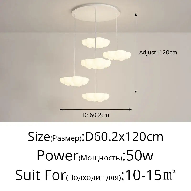 Cloud white modern chandelier floating kitchen island light