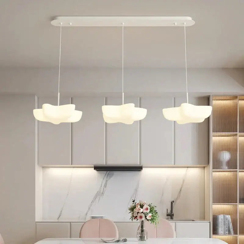Cloud white modern chandelier floating kitchen island light