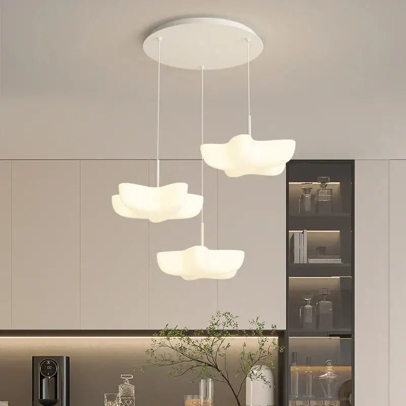 Cloud white modern chandelier floating kitchen island light