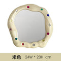 Colorful gemstone cream ceramic makeup mirror irregular edge bedroom