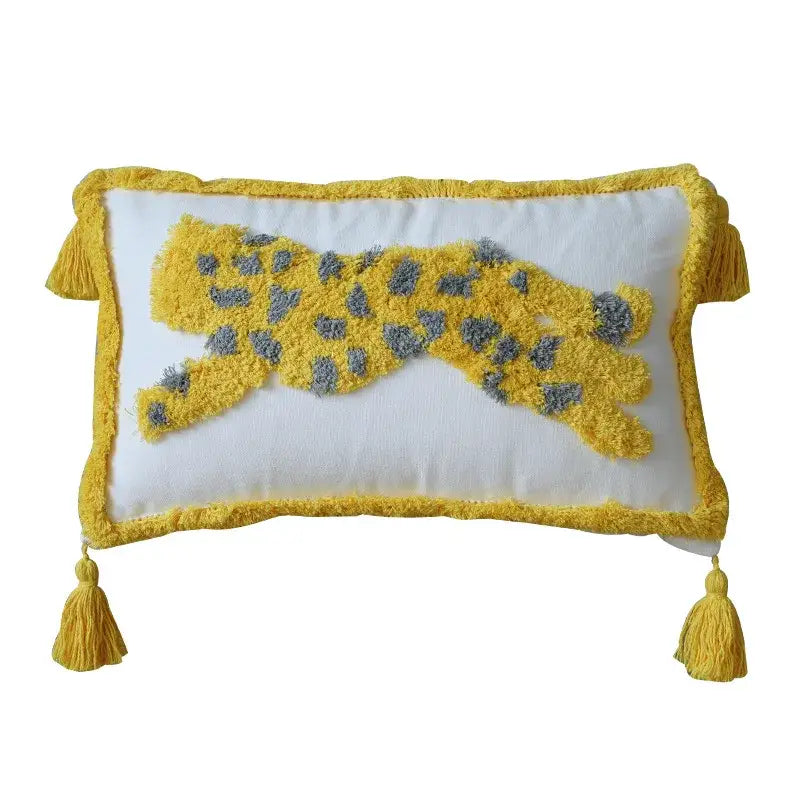 Colorful geometric tassel pillowcase bedroom hand embroidered decor