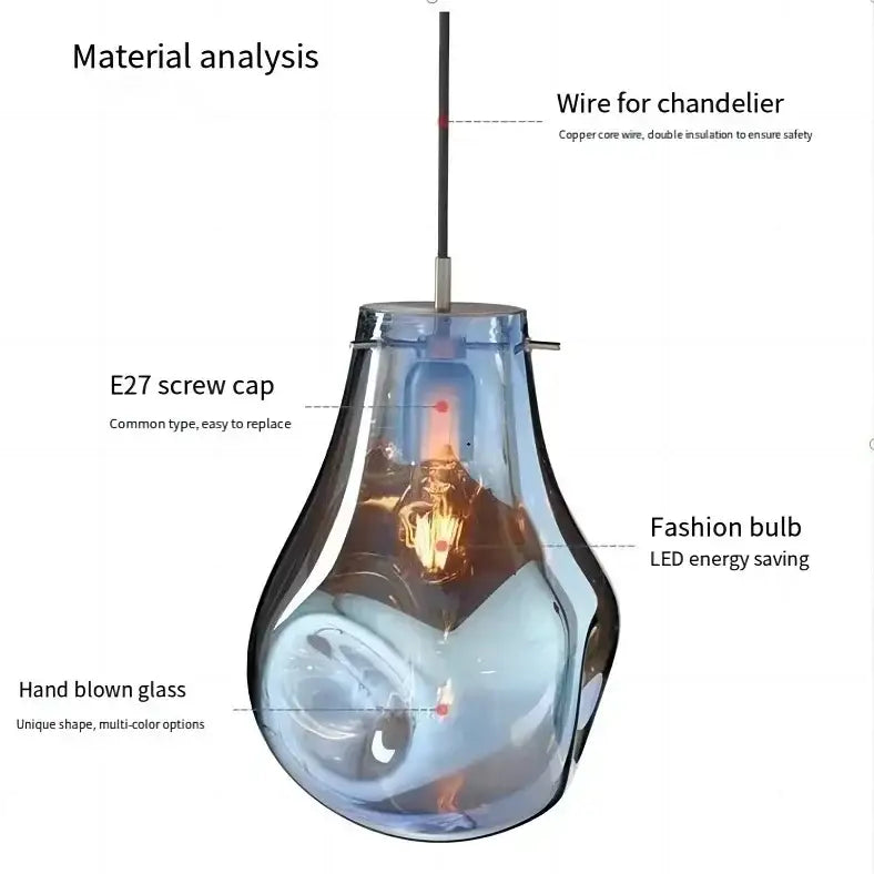 Colorful modern glass chandelier dining room pendant light