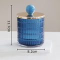 Colorful ribbed glass tea canister set kitchen storage jar