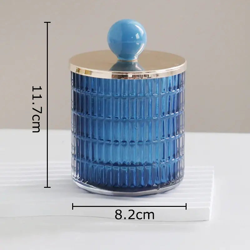 Colorful ribbed glass tea canister set kitchen storage jar