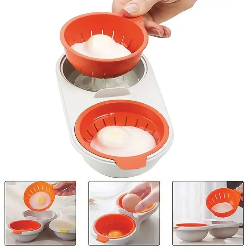 Colorful silicone double layer egg boiler silicone – kitchen tool