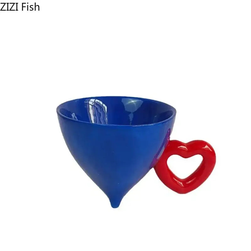 Conical cream heart ceramic coffee mug – dining room juice cup