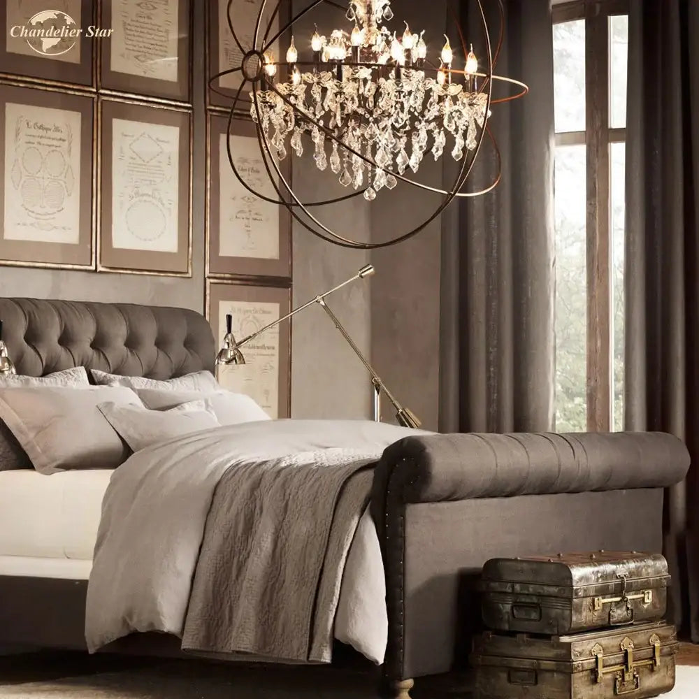 Contemporary bronze crystal led chandelier dining room pendant light