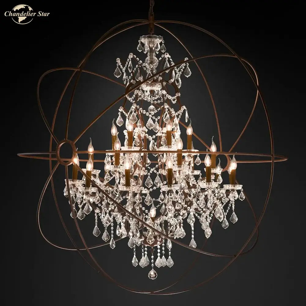 Contemporary bronze crystal led chandelier dining room pendant light