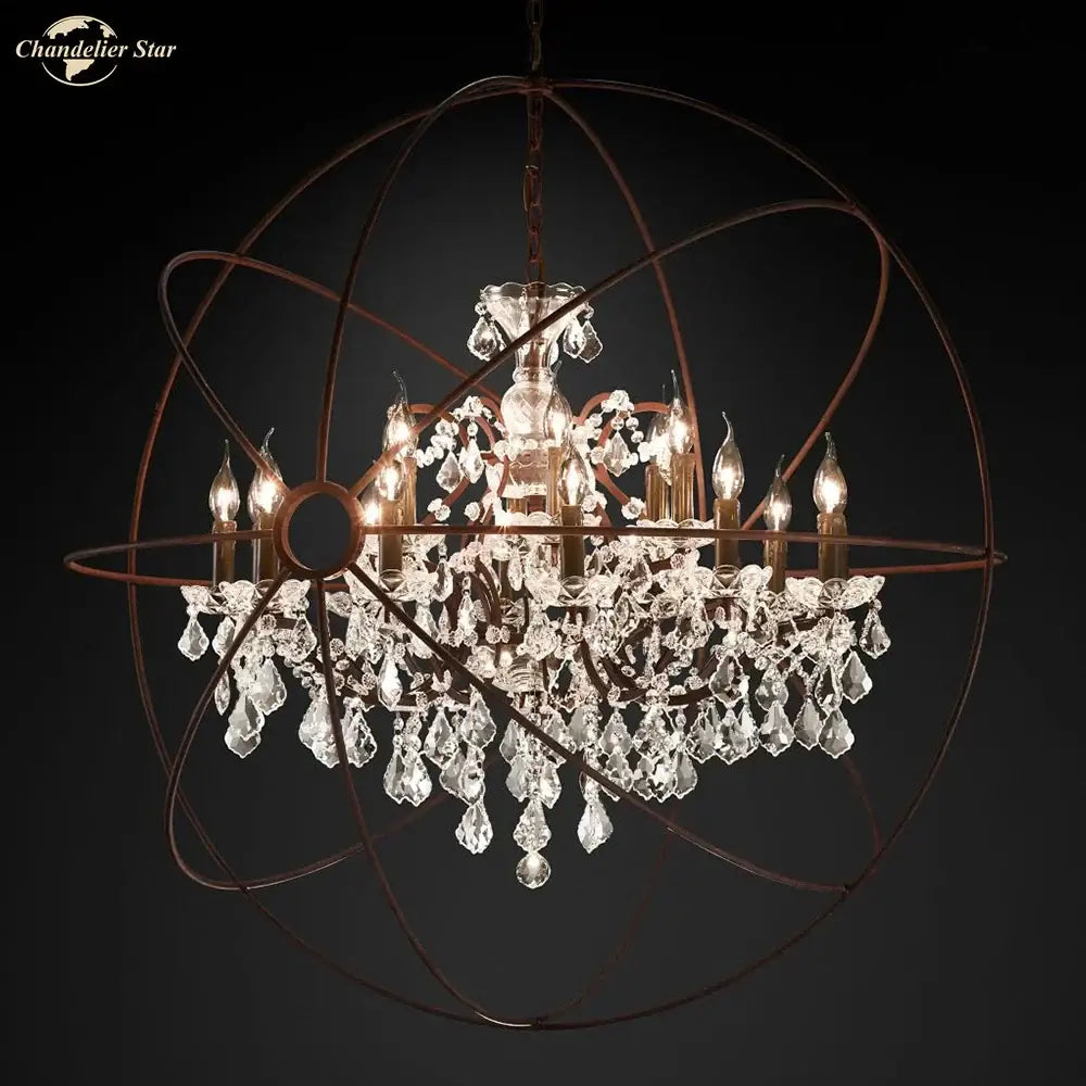 Contemporary bronze crystal led chandelier dining room pendant light