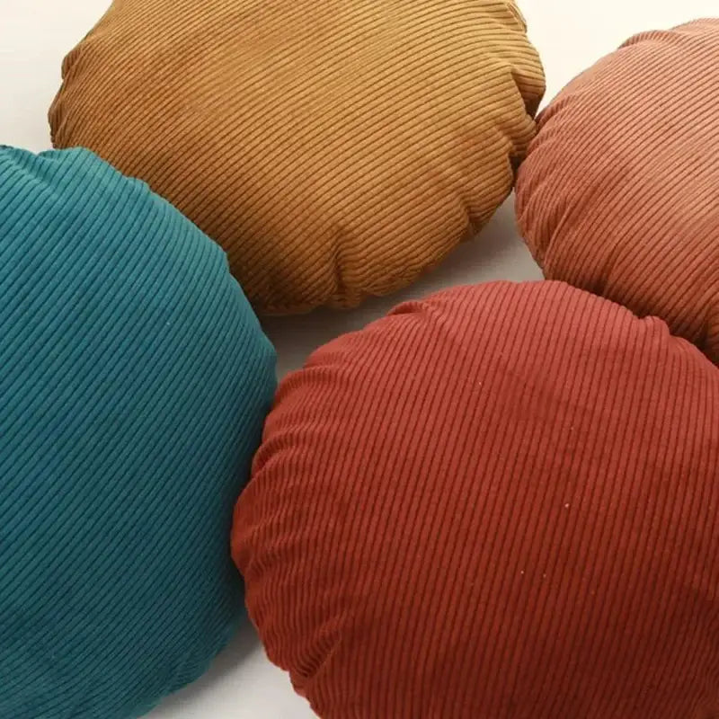 Corduroy round pillow cover living room solid stripe decor