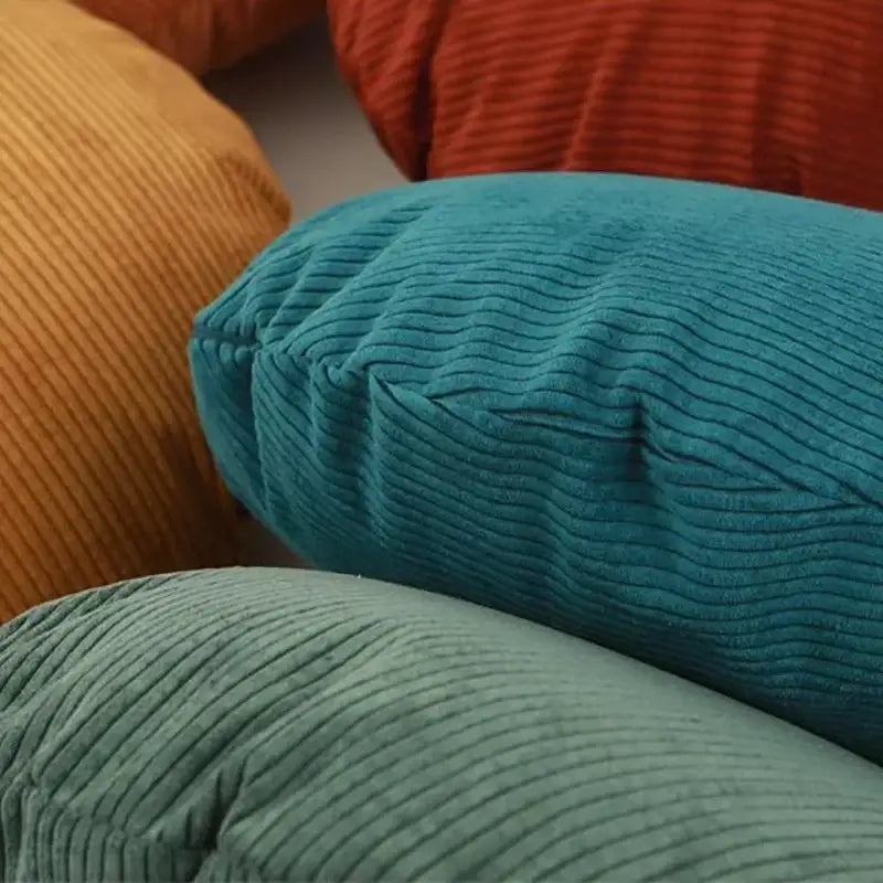 Corduroy round pillow cover living room solid stripe decor
