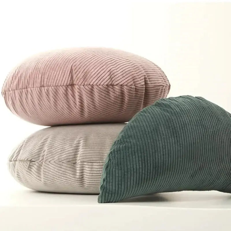 Corduroy round pillow cover living room solid stripe decor