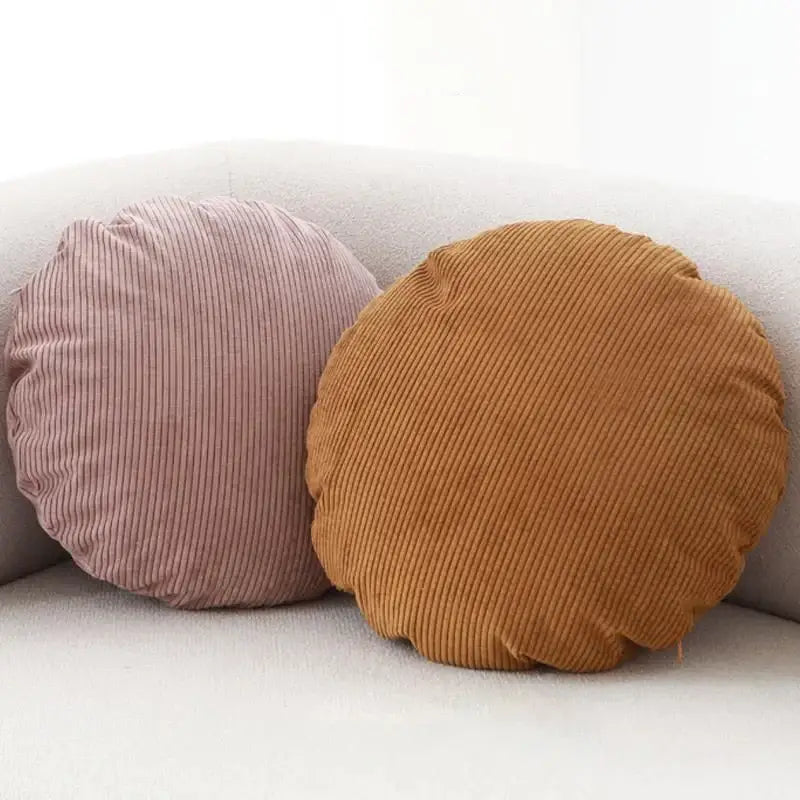 Corduroy round pillow cover living room solid stripe decor