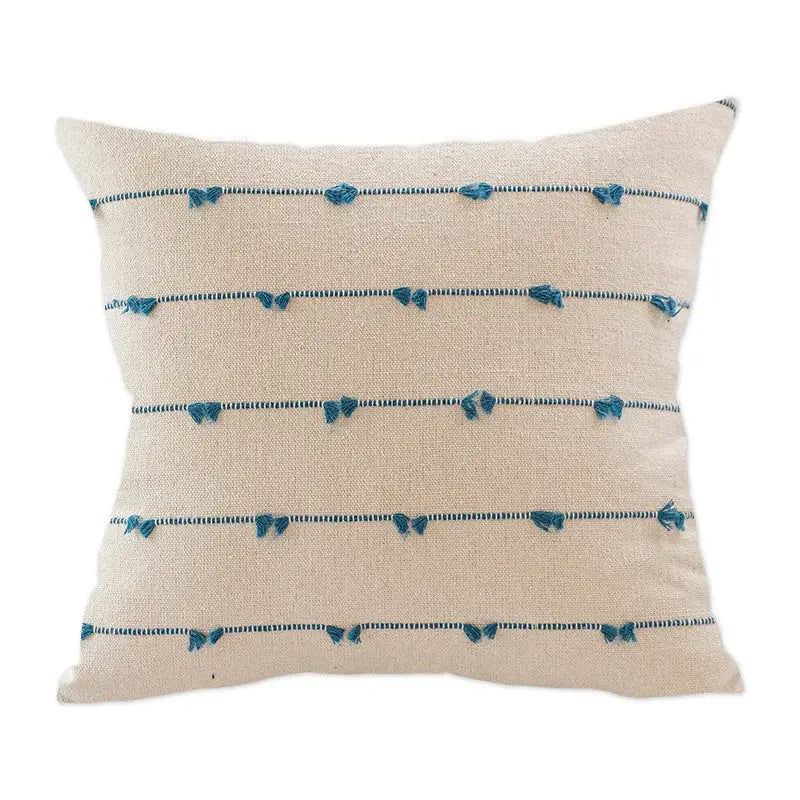 Cotton stripe jacquard cushion cover set blue & yellow living room