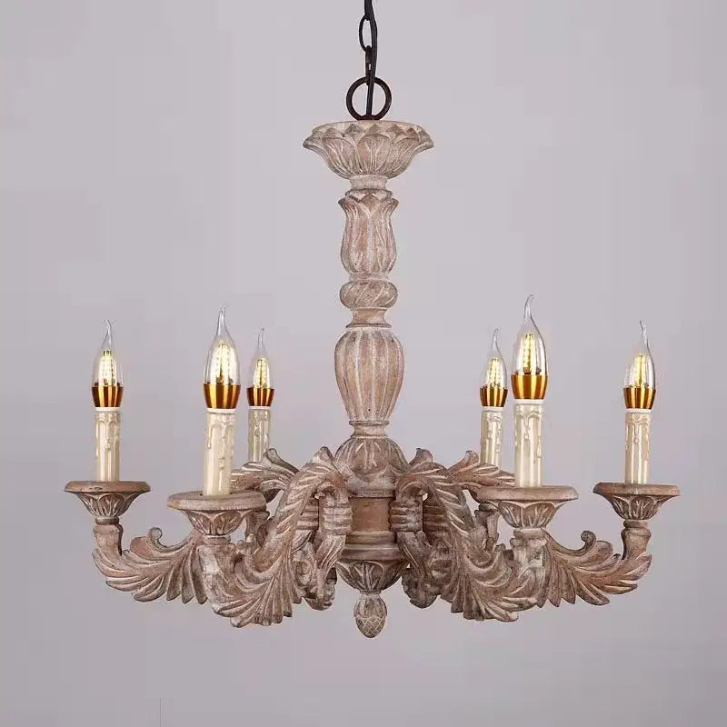 Country french solid wood chandelier for dining room