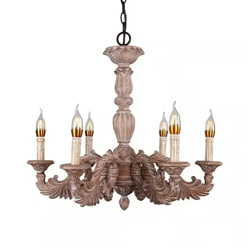 Country french solid wood chandelier for dining room