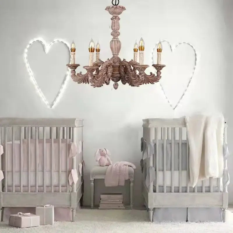 Country french solid wood chandelier for dining room