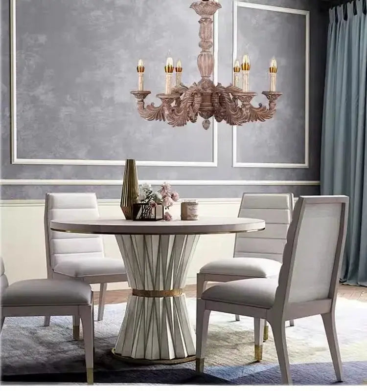 Country french solid wood chandelier for dining room