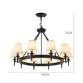 Country retro chandelier bronze pendant light dining room fabric shades