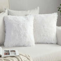 Cozy plush fur cushion cover white & grey living room pillowcase
