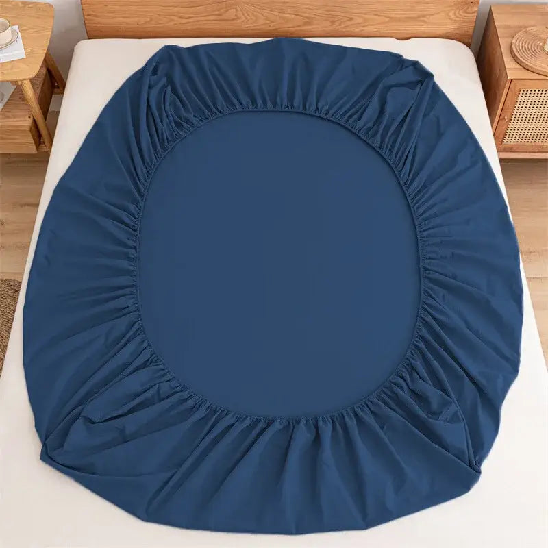 Cozy solid blue stretchy fitted sheet bedroom mattress cover