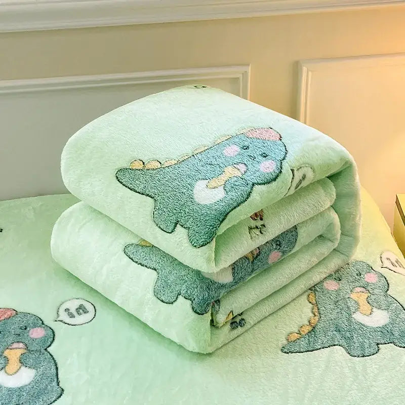 Cozy white fleece blanket with colorful flower patterns bedroom decor