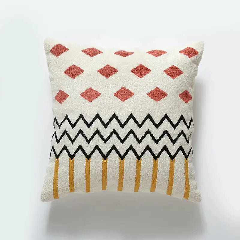 Cream and green embroidered cushion cover living room decor