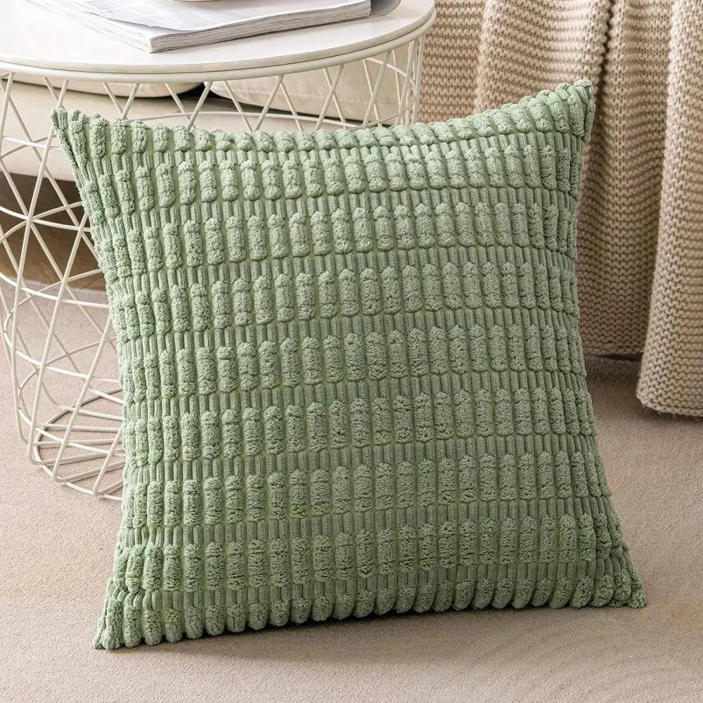 Cream corduroy striped throw pillow covers living room decor