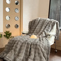 Cream cozy bubble faux rabbit fur blanket bedroom throw