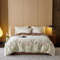 Cream egyptian cotton tulip embroidery bedding set bedroom