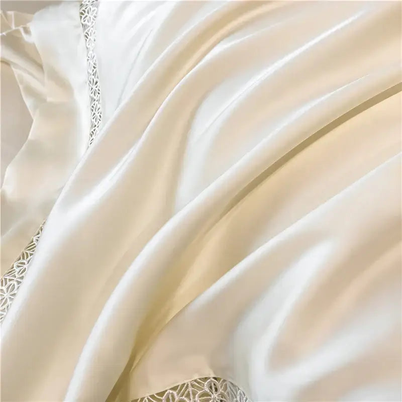Cream eucalyptus fiber lace bedding set bedroom comfort