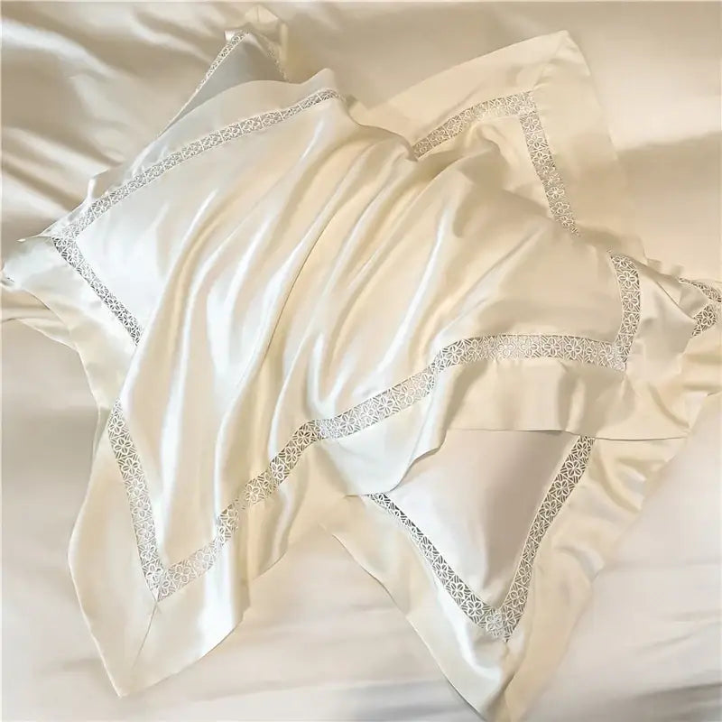 Cream eucalyptus fiber lace bedding set bedroom comfort