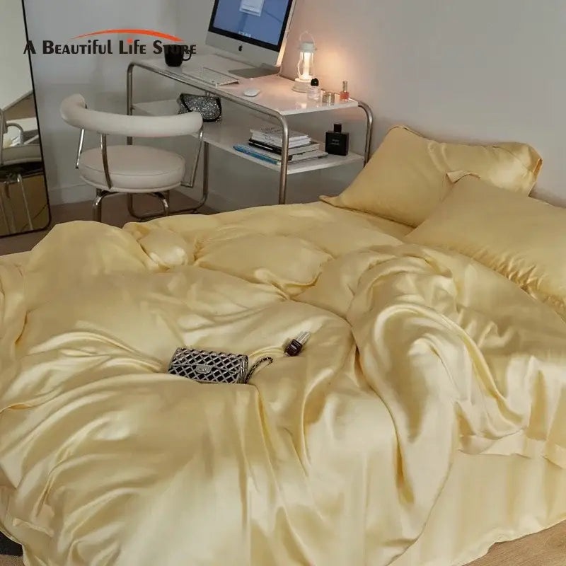 Cream eucalyptus lyocell luxury bedding set for bedroom