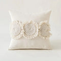 Cream ivory pompom tassel pillow cover living room lace decor