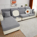Cream jacquard l sofa seat cover living room stretch slipcover