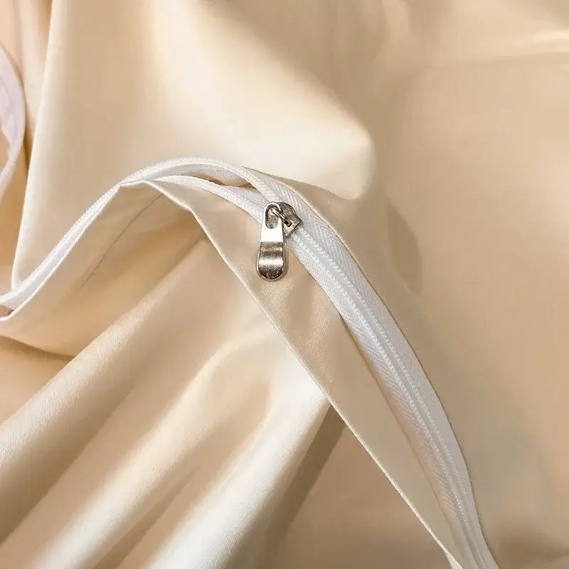 Cream leaf cotton embroidery bed linens set bedroom decor