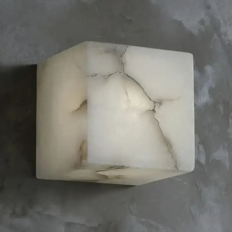 Cream onyx cube marble wall lamp bedroom natural stone sconce