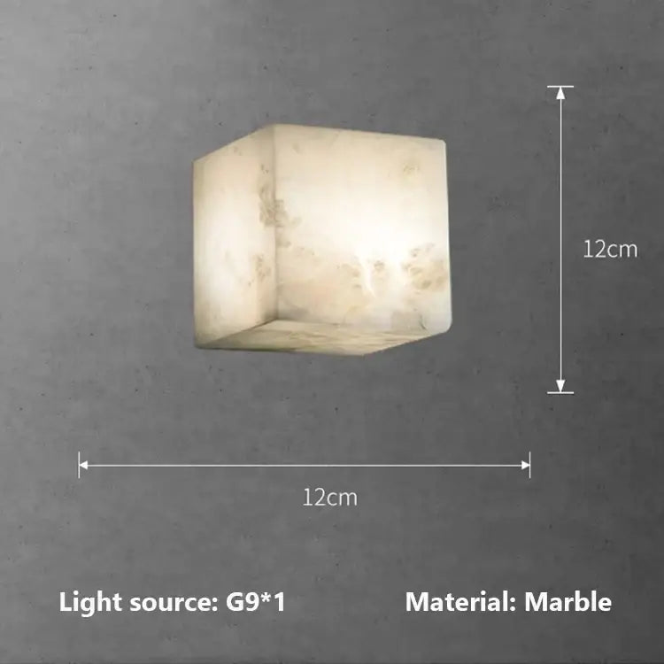 Cream onyx marble cube led wall sconce for bedroom lighting