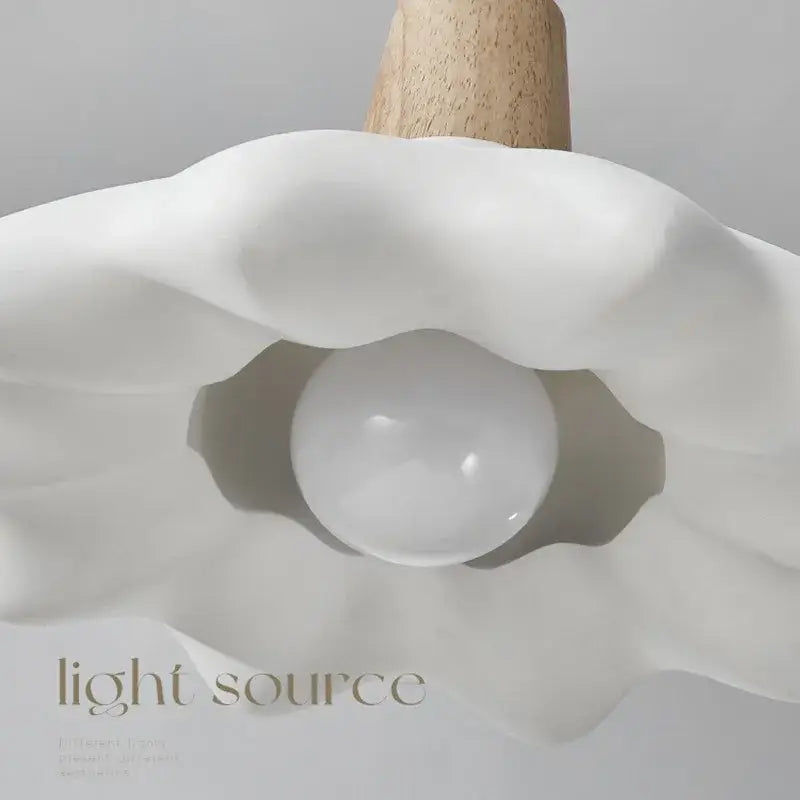 Cream style led flower chandelier – bedroom wood pendant light