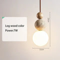 Cream style led pendant lamp stone and wood bedroom light