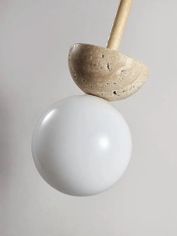Cream style nordic beige stone and glass pendant lamp bedroom