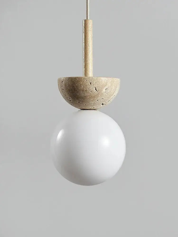Cream style nordic beige stone and glass pendant lamp bedroom
