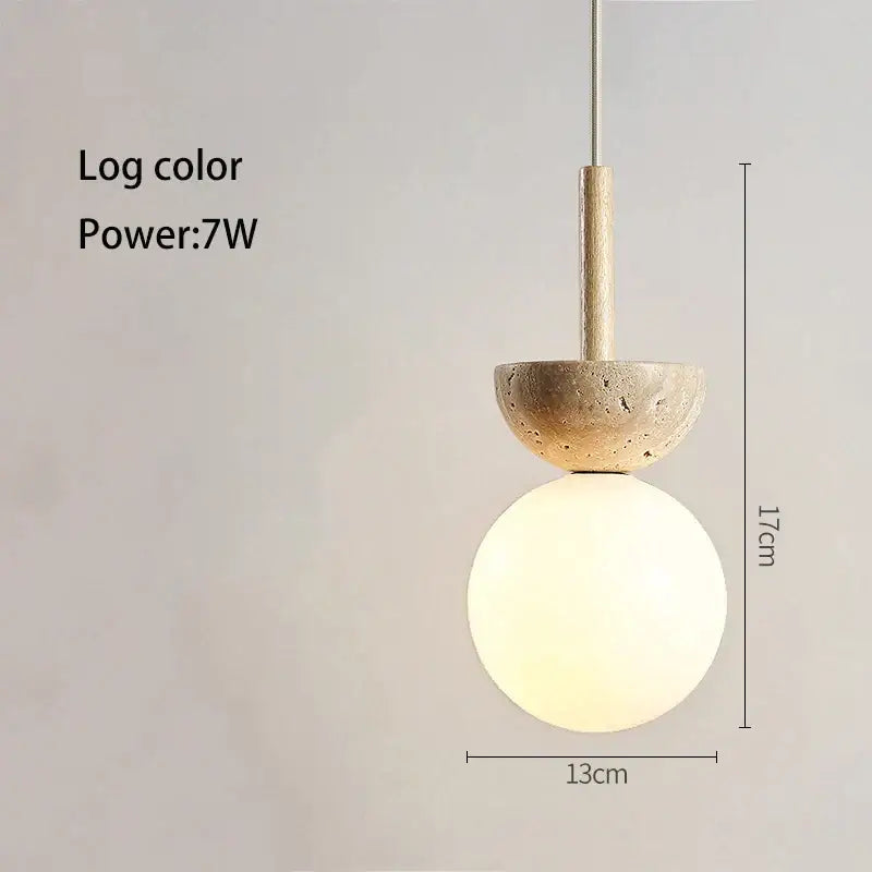 Cream style nordic beige stone and glass pendant lamp bedroom