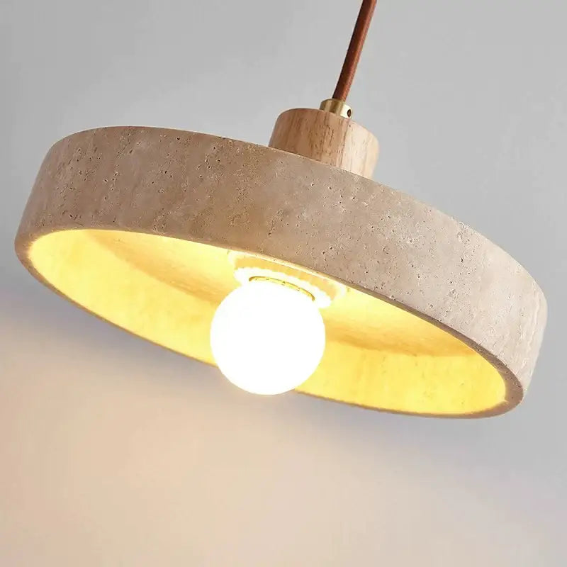 Cream style wood walnut and concrete pendant light bedroom