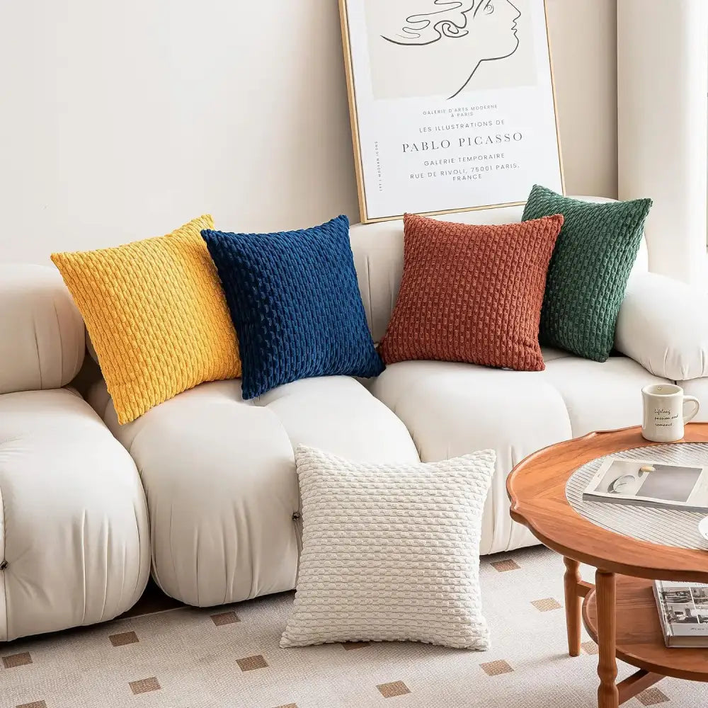 Cream textured knit decorative pillow cover living room throw pillow