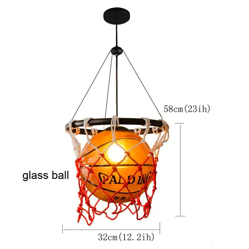 Creative orange basketball pendant light bedroom hoop lamp