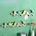 Creative wooden birds coat rack green & beige entryway wall hook