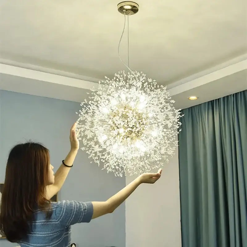 Crystal dandelion chandelier led pendant lamp for dining room