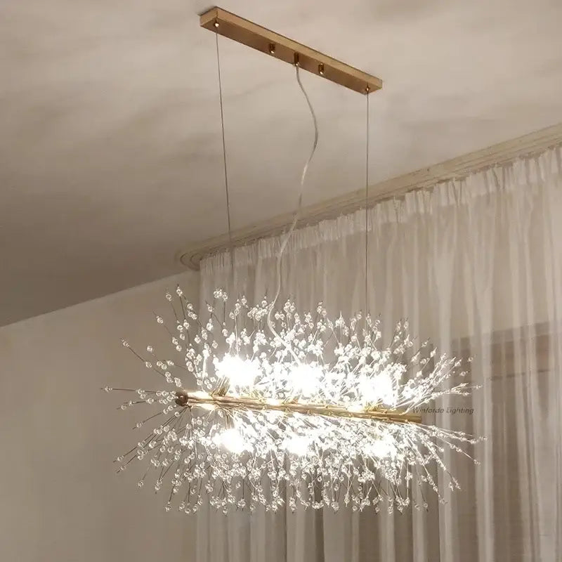 Crystal dandelion chandelier led pendant lamp for dining room