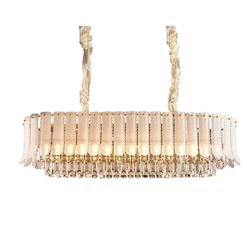 Crystal feather ceiling pendant light – living room glass chandelier